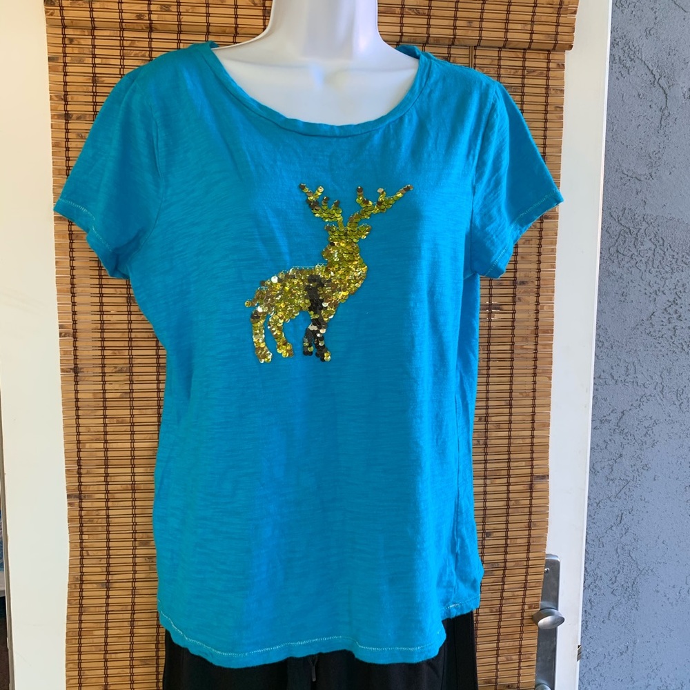 Sequin Reindeer shirt Christmas 🎄